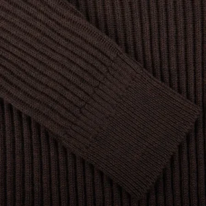 Zanone Knitwear | Dark Brown Ribbed Wool Rollneck