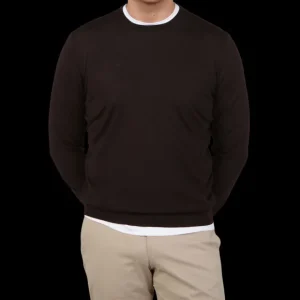 Filippo de Laurentiis Sweaters | Dark Brown Super 120S Merino Crew Neck