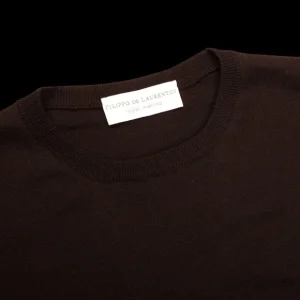 Filippo de Laurentiis Knitwear | Dark Brown Super 120S Merino Crew Neck