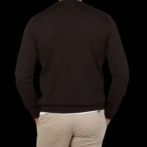 Filippo de Laurentiis Knitwear | Dark Brown Super 120S Merino Crew Neck