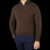 Filippo de Laurentiis Sweaters | Dark Brown Wool Cashmere 1/4 Zip Sweater