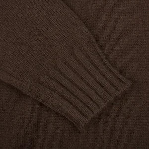 Filippo de Laurentiis Knitwear | Dark Brown Wool Cashmere 1/4 Zip Sweater
