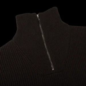 G.R.P Knitwear | Dark Brown Wool Cashmere Anorak Sweater