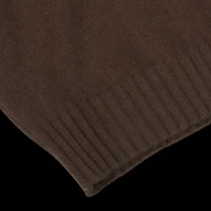 Filippo de Laurentiis Knitwear | Dark Brown Wool Cashmere 1/4 Zip Sweater