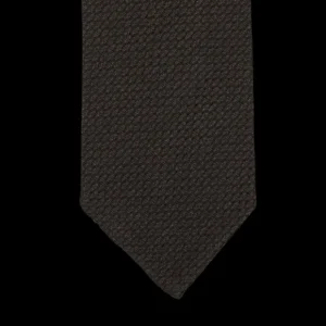 Gierre Milano Ties | Dark Brown Wool Cotton Grenadine Unlined Tie