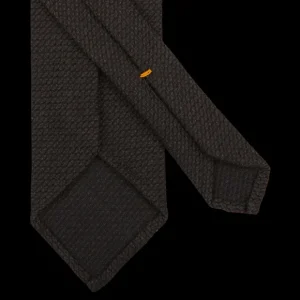 Gierre Milano Ties | Dark Brown Wool Cotton Grenadine Unlined Tie