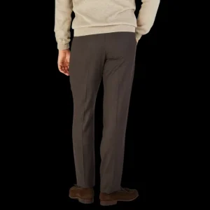 Studio 73 Trousers | Dark Brown Wool Flannel Pleated Trousers