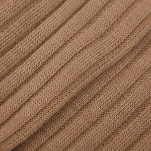 Pantherella Socks | Dark Camel Merino Wool Ribbed Ankle Socks