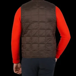 Taion Gilets | Dark Chocolate Nylon Down Padded Vest