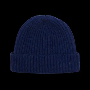 William Lockie Beanies | Dark Cobalt Geelong Lambswool Ribbed Beanie