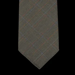 Dreaming Of Monday Ties | Dark Green Checked 7-Fold Vintage French Wool Tie