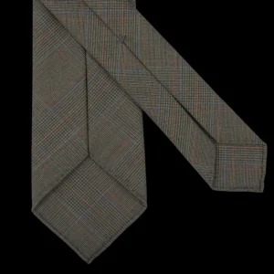 Dreaming Of Monday Ties | Dark Green Checked 7-Fold Vintage French Wool Tie