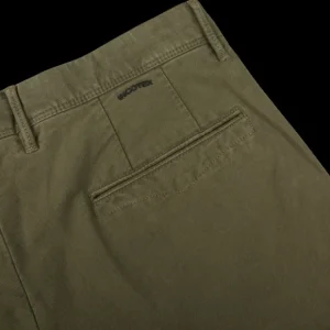 Incotex Trousers | Dark Green Cotton Stretch Slacks Chinos