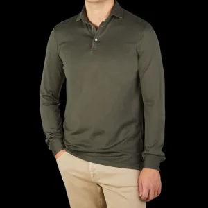 Fedeli Shirts | Dark Green Organic Cotton Polo Shirt