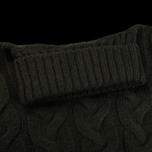 Gran Sasso Knitwear | Dark Green Wool Cable Knit Roll Neck
