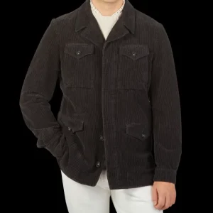 Massimo Alba Coats & Jackets | Dark Grey Cotton Corduroy Field Jacket