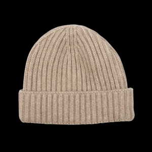 William Lockie Beanies | Dark Natural Cashmere Ribbed Beanie