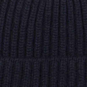 William Lockie Beanies | Dark Navy Cashmere Ribbed Beanie