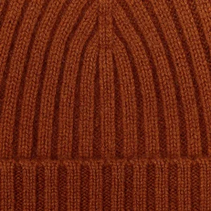 Amanda Christensen Beanies | Dark Orange Ribbed Cashmere Beanie