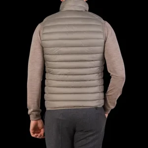 Save The Duck Gilets | Dark Taupe Technical Down Adam Nylon Gilet