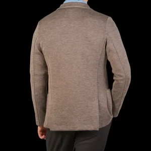 Gran Sasso Knitwear | Dark Taupe Travel Wool Knitted Blazer