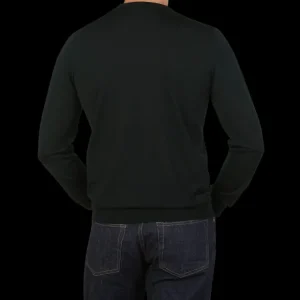 Filippo de Laurentiis Knitwear | Deep Green Super 120S Merino Crew Neck