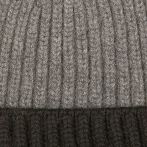 William Lockie Beanies | Derby Grey Two Tone Cashmere Ribbed Beanie