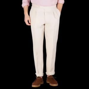 De Petrillo Trousers | Dusty Beige Irish Linen Modello B Trousers