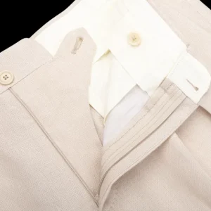 De Petrillo Trousers | Dusty Beige Irish Linen Modello B Trousers