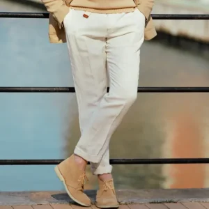 De Petrillo Trousers | Dusty Beige Irish Linen Modello B Trousers