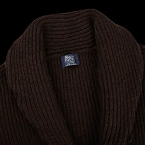 William Lockie Cardigans | Ebony Brown Lambswool Shawl Collar Cardigan