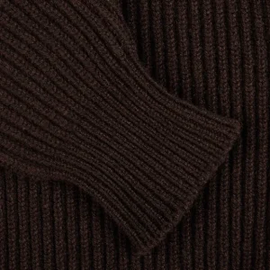 William Lockie Cardigans | Ebony Brown Lambswool Shawl Collar Cardigan