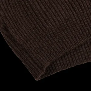 William Lockie Knitwear | Ebony Brown Lambswool Shawl Collar Cardigan