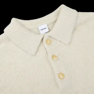 Aspesi Shirts | Ecru Beige Shetland Wool Polo Shirt