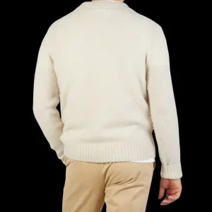 Aspesi Polo Shirts | Ecru Beige Shetland Wool Polo Shirt