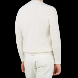 Filippo de Laurentiis Knitwear | Ecru Beige Wool Cashmere Roundneck Sweater