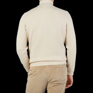 Filippo de Laurentiis Knitwear | Ecru Beige Wool Cashmere Rollneck