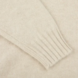 Filippo de Laurentiis Knitwear | Ecru Beige Wool Cashmere 1/4 Zip Sweater