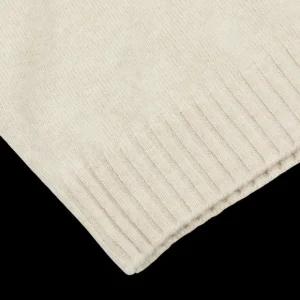 Filippo de Laurentiis Knitwear | Ecru Beige Wool Cashmere 1/4 Zip Sweater