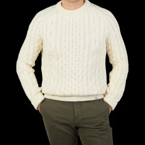 Peregrine Knitwear | Ecru Merino Wool Hudson Aran Jumper