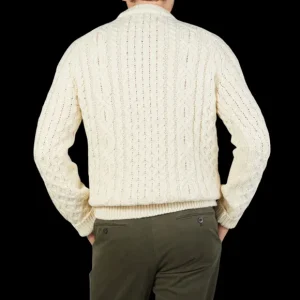 Peregrine Knitwear | Ecru Merino Wool Hudson Aran Jumper