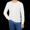 Sunspel T-Shirts | Ecru Waffle Cotton Ls Henley Shirt