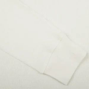 Sunspel T-Shirts | Ecru Waffle Cotton Ls Henley Shirt