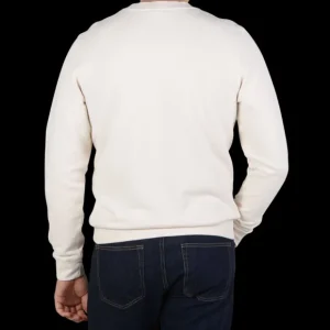 Sunspel Knitwear | Ecru White Cotton Loopback Sweatshirt