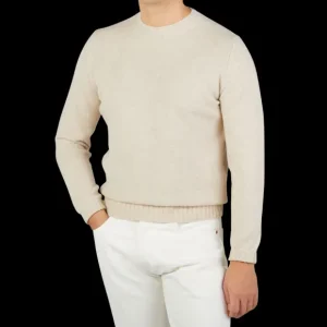 Filippo de Laurentiis Sweaters | Ecru Wool Cashmere Crewneck Sweater