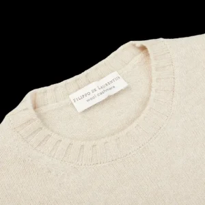 Filippo de Laurentiis Knitwear | Ecru Wool Cashmere Crewneck Sweater