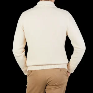G.R.P Knitwear | Ecru Wool Cashmere Shawl Collar Cardigan