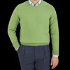 William Lockie Knitwear | Foliage Green Crew Neck Cashmere Sweater