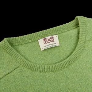 William Lockie Sweaters | Foliage Green Crew Neck Cashmere Sweater