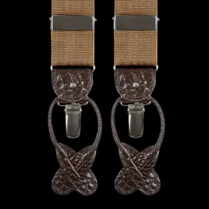 Albert Thurston Braces | Gold Nylon Brown Leather 35Mm Braces